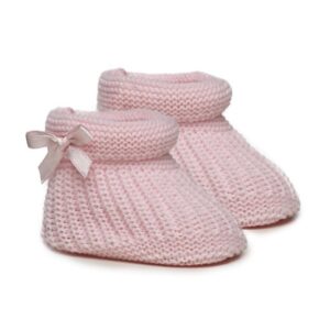 Pink knitted booties