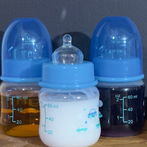 Reborn fake juice small bottles x 3 boys